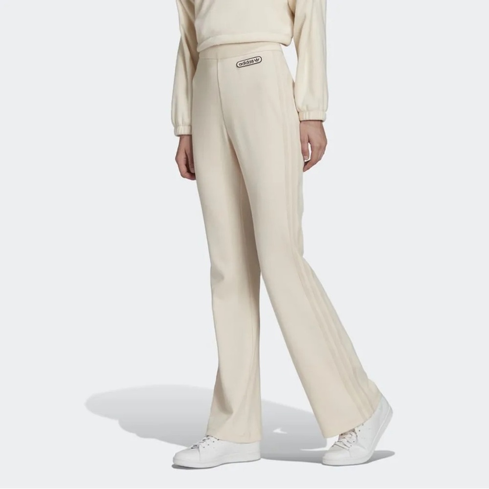 Adidas Originals Women's Beige Track Pants Flare Trousers size Medium